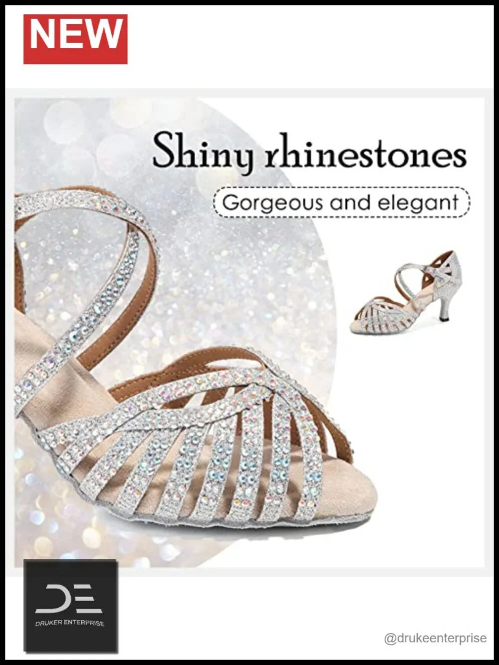 Women's Rhinestone Latin Ballroom Dance Shoes Open Toe 3
